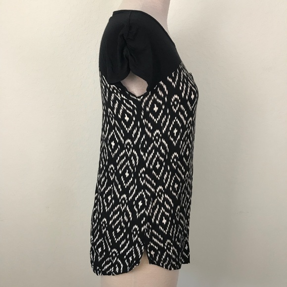 Anthro Meadow Rue Geo Black White Top Sz XS - Picture 7 of 8